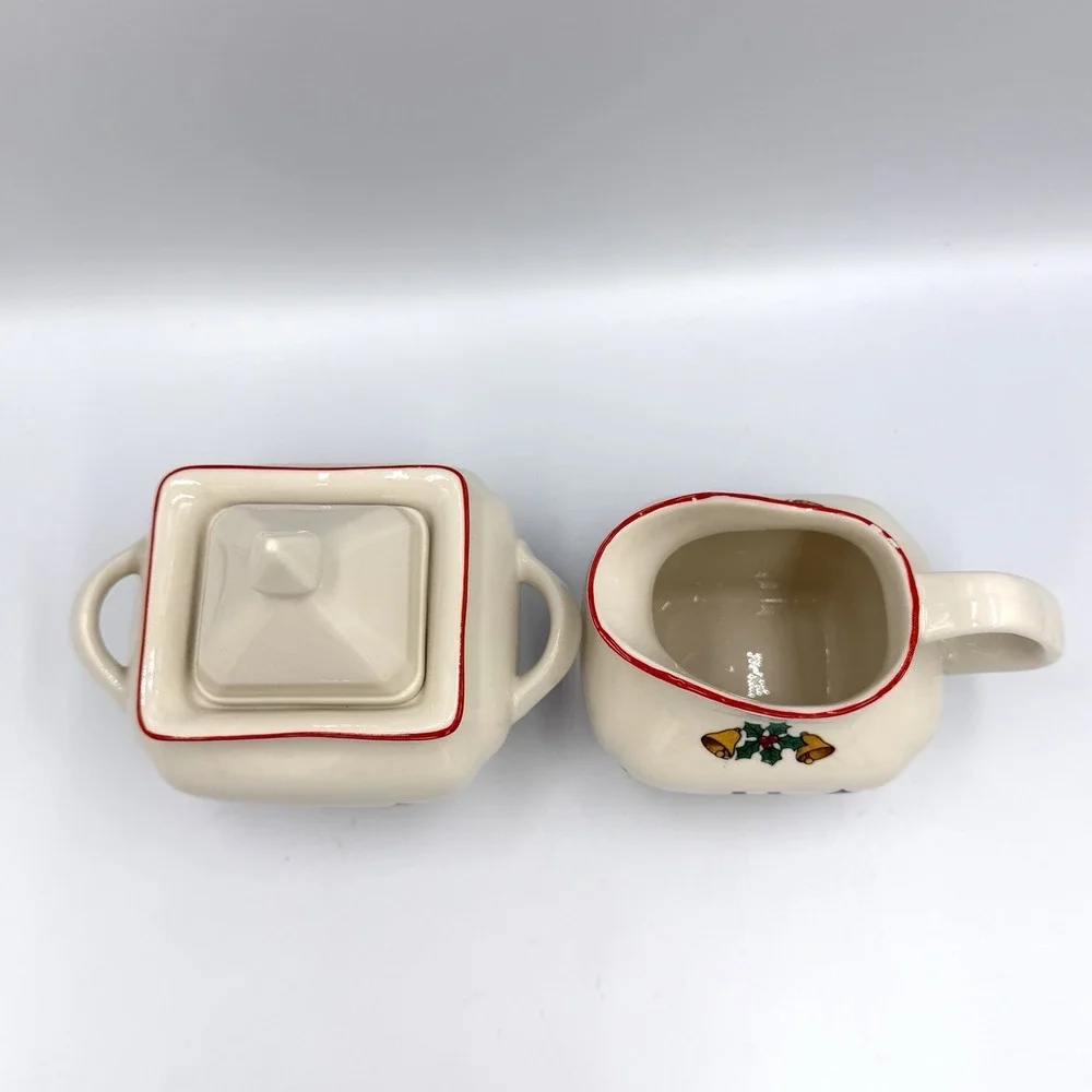 VTG 80s Jamestown China Joy of Christmas‎ Sugar Creamer Stoneware Set